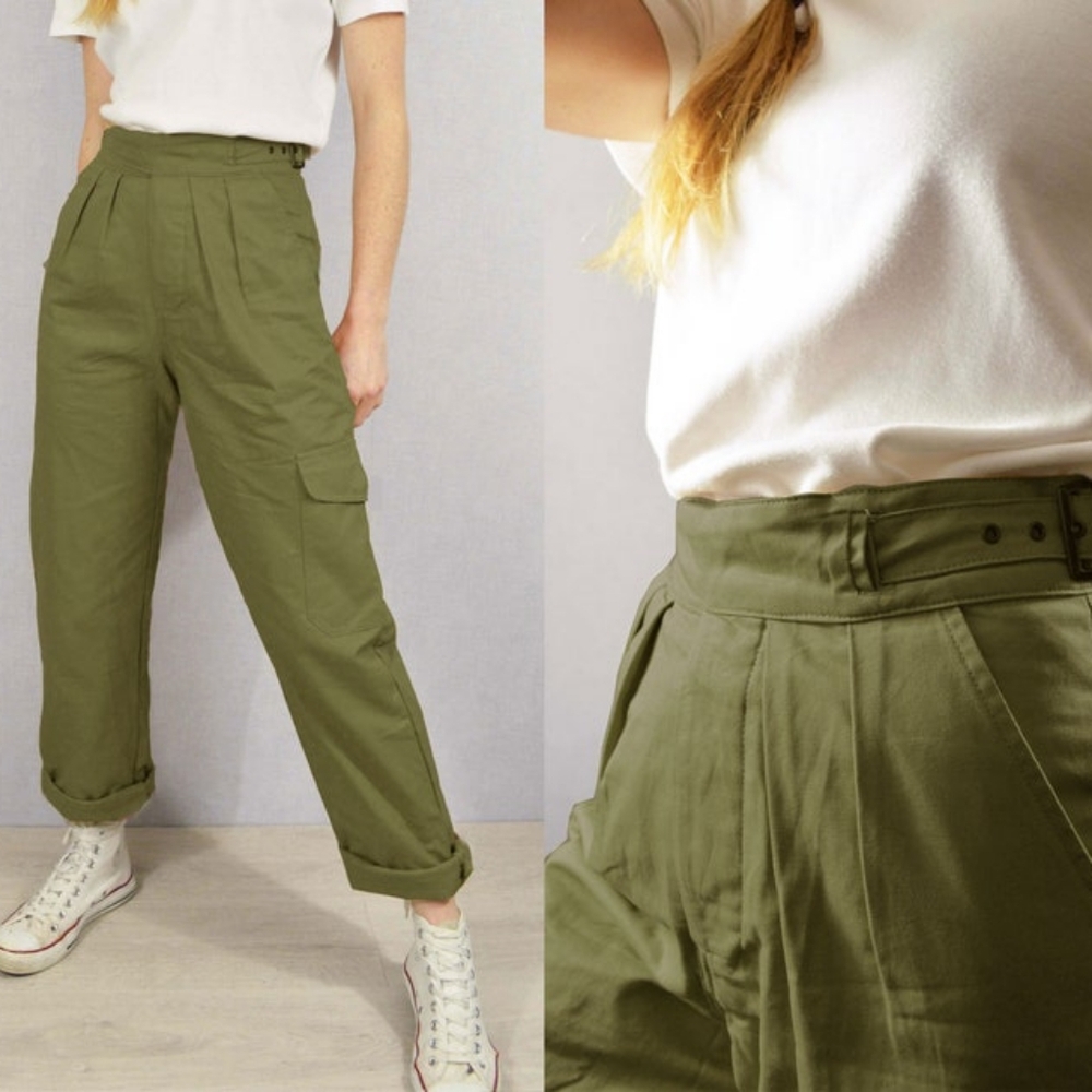 Khaki Green Cargo Pants Gurkha Style
